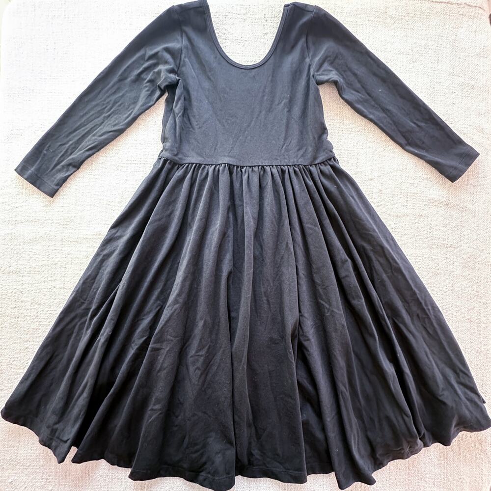 Alice + Ames Girl's Solid Black 3/4 Sleeve Ballet Twirl Dress EUC 8